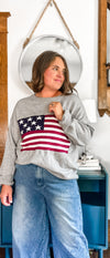 Embroidered Flag Sweater- M